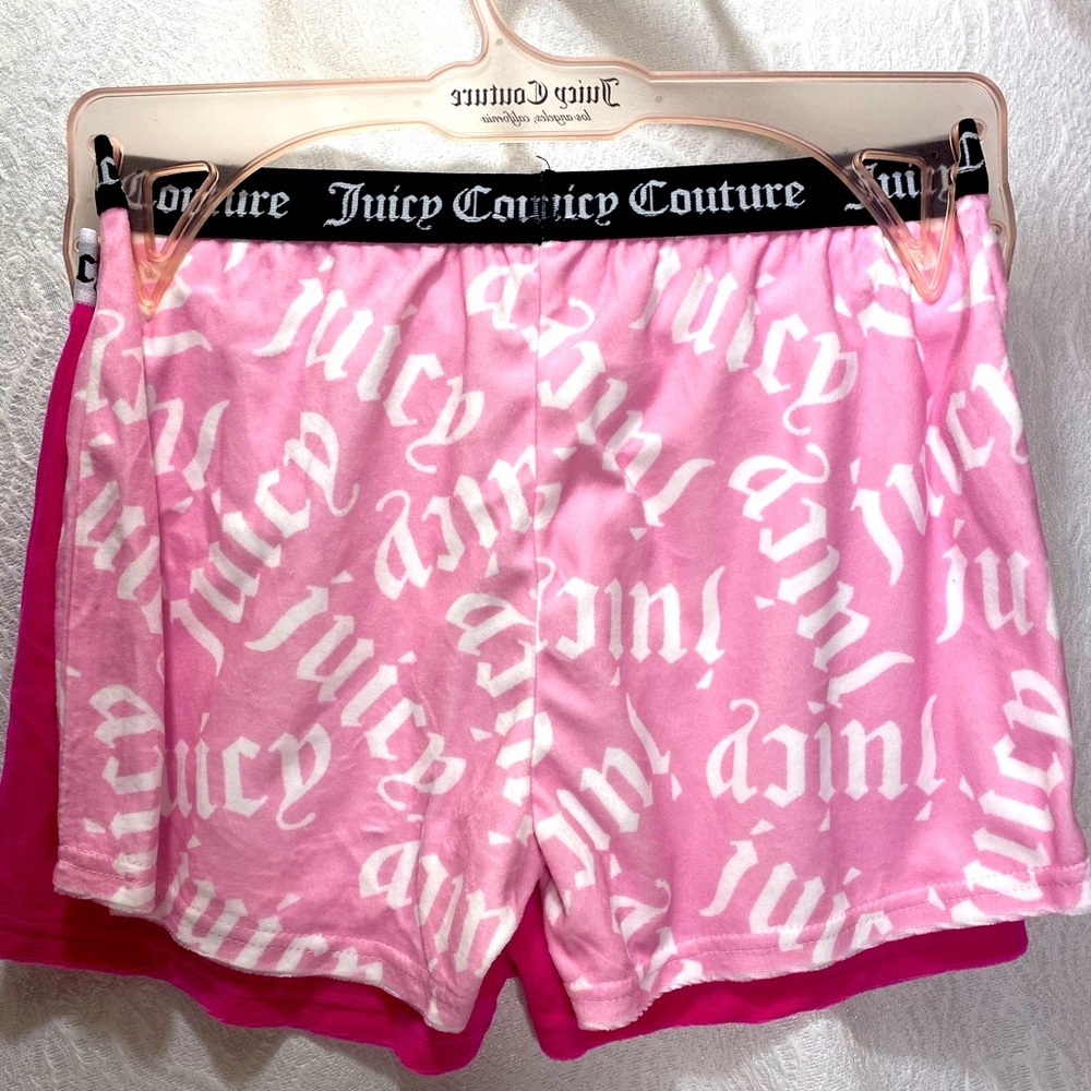 Juicy couture pink velvet 2pack shorts Girls 4/5 6/6X BNWT Logo elastic waist
